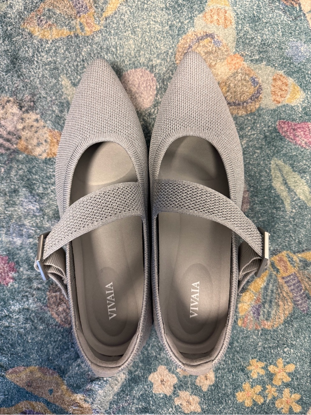 NWOT Grey Knit Mary Jane Flat with Buckle - Picture 8 of 15